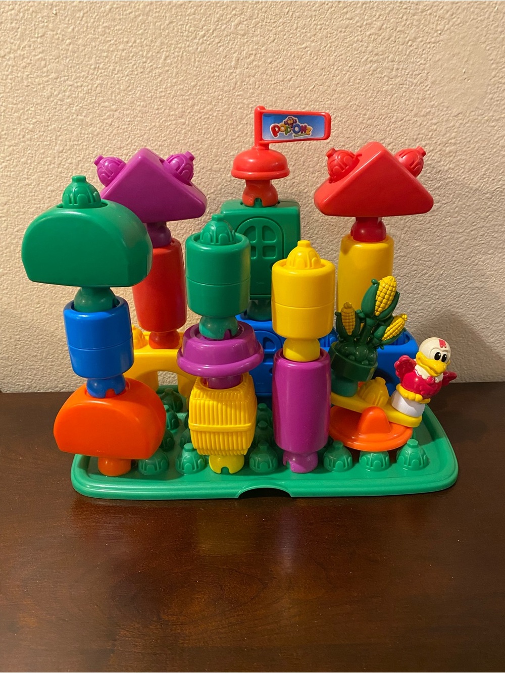 FISHER-PRICE POP-ONZ CHILD'S BUILDING SET: 21 PCS IN STORAGE BAG; AGES 1 1/2 - 5